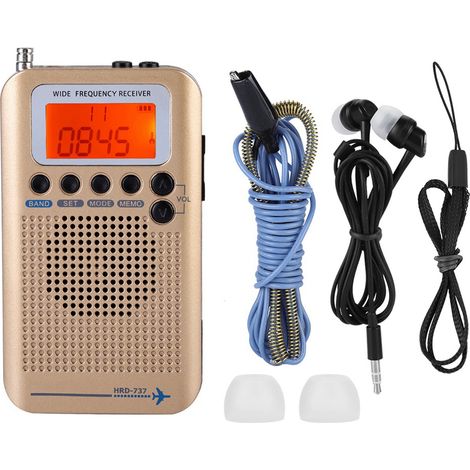 Tragbarer VHF-Funkempfänger für den Flugfunkbereich mit Aufnahmefunktion (Gold) (1/5)