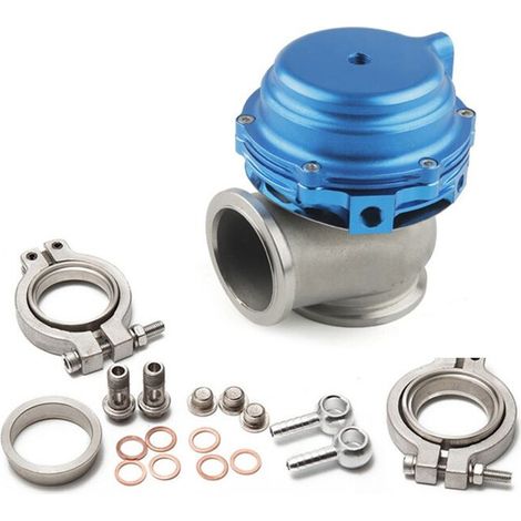 Válvula de alivio de presión de escape turbo universal de 38 mm, válvula de alivio externa tipo V azul (1/2)
