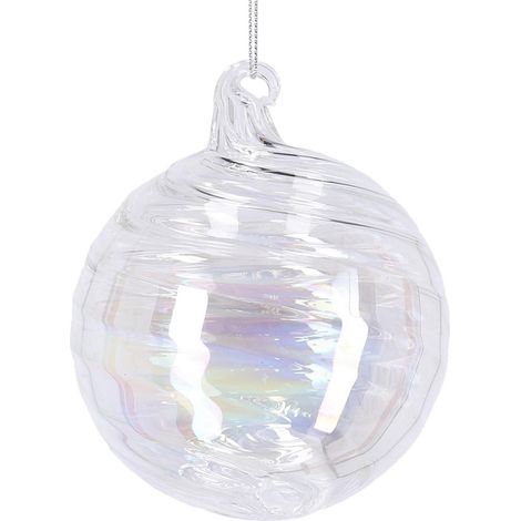 Palline per albero di Natale in vetro "Spiral" iridescente per decorazioni natalizie -4 sfere da 10 cm (1/4)