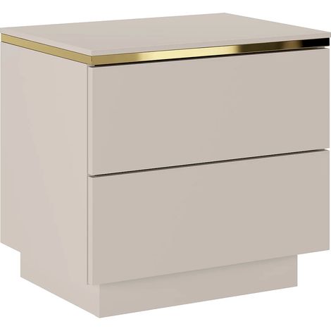 Comodino con 2 cassetti Beige e dorato - VUKIA (1/5)