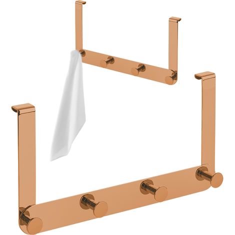 Laveo Miri 4 crochets - Or rose - 170 x 325 mm - Crochets de cabine de douche - Porte-serviettes