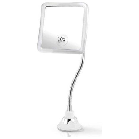 2 couleurs Miroir grossissant flexible à col de cygne éclairé x 10  Miroir de voyage LED rechargeable amélioré avec ventouse pour salle de bain, éclairage, carré