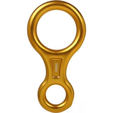 Figura 8 Dispositivo de descenso, Equipo de escalada Dispositivo de rápel, Escalada en roca Montañismo, 14,4 cm de altura, Amarillo dorado (1/5)