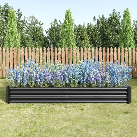 Hochbeet Metall Pflanzenbeet, Hochbeete für Garten aus robustem Stahlblech mit stabilem Design, Rostschutz und Langer Haltbarkeit, Hochbeet Bausatz ohne Boden, Ideal für Gemüse, Kräuter & Blumen Anthr (1/5)