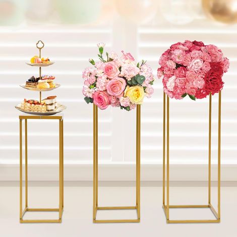 3PCS Metal Plant Stand Sets Metal Flower Stands,Pedestal Stands for Party Living Room Patio Decoration Tall Centerpiece Stands Planter Supporting Garden Home Decor (1/5)