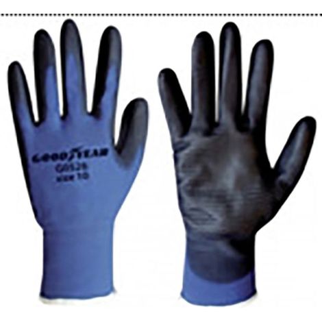 Goodyear guanti in tesuto nido d'ape e palmo in poliuretano taglia 9 colore blu e nero, guanti da lavoro (1/3)