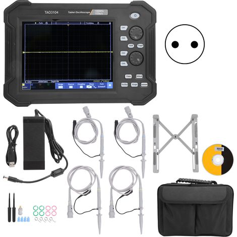 Oscilloscope numérique 4 canaux 100MHz TAO3104, écran tactile LCD, tablette de mesure avec sonde, alimentation 100-240V prise UE, kit professionnel (1/5)