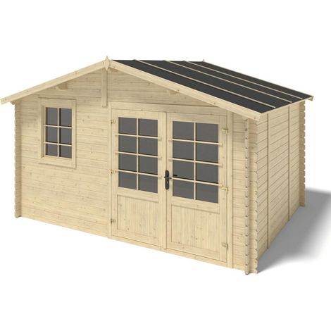 Abri de jardin en bois - 12m2 - 4x3m - Ep. 28mm - Couleur: naturel (1/5)