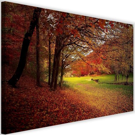 Tableau sur toile Forêt Feuilles Automne 90x60 (1/5)