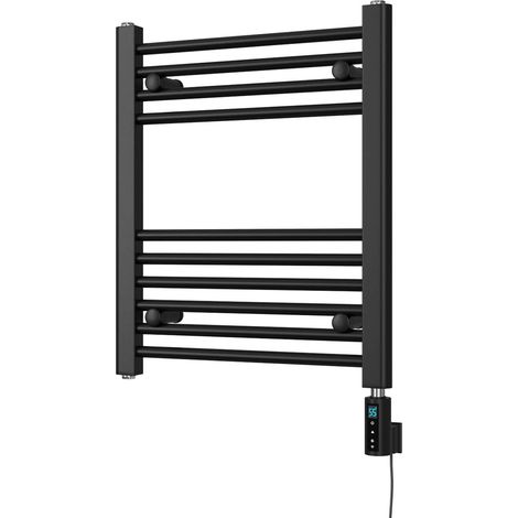 Zennor - Black Electric Towel Rail H600mm x W500mm Straight 200w Thermostatic WIFI (1/3)