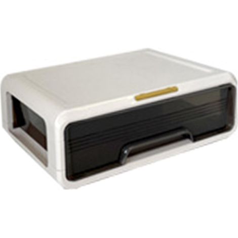 Organiseur de bureau avec tiroir, boîte de rangement en plastique pour bureau, idéal pour ranger cosmétiques, fournitures de bureau et crèmes (1 couche). (1/5)