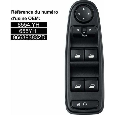 Commande Leve Vitre C4 Picasso 6554.YH Commutateur Interrupteur Bouton Lève Vitre Pour Citroen C4 Grand Picasso. (1/4)