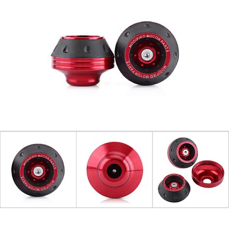 Protecteurs de chute pour moto CNC aluminium, sliders avant et cadre, scooter et cyclomoteur rouge. (1/5)