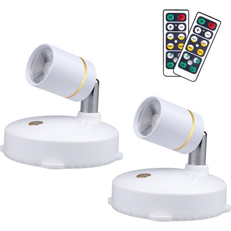 Projecteur à piles avec télécommande — Projecteur LED sans fil. Convient pour une utilisation en intérieur, idéal pour les décorations murales, les œuvres d'art et l'éclairage d'accentuation (lot de 2 (1/5)