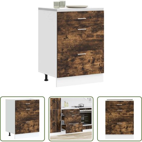 Holzwerkstoff - Küchenunterschrank Lyon Räuchereiche Holzwerkstoff (1/5)