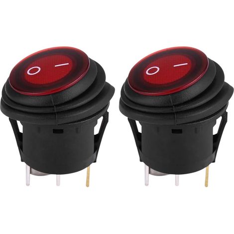 Red LED Light 12V/24V Universal 20A 3Pin Car Auto Boat Round ON-OFF Rocker Switch 2pcs for Replacement Parts (1/5)