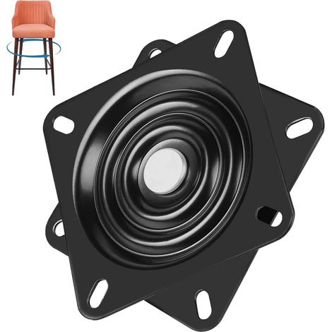 (6 inch)Table Tournante de Chaise Pivotante, Plateau Tournant Roulement à Billes, 153x153x22 mm, Max 250kg, Plateau Tournant à Roulement à Billes à 360 °, pour Tabourets Tables Étagères TV (1/5)
