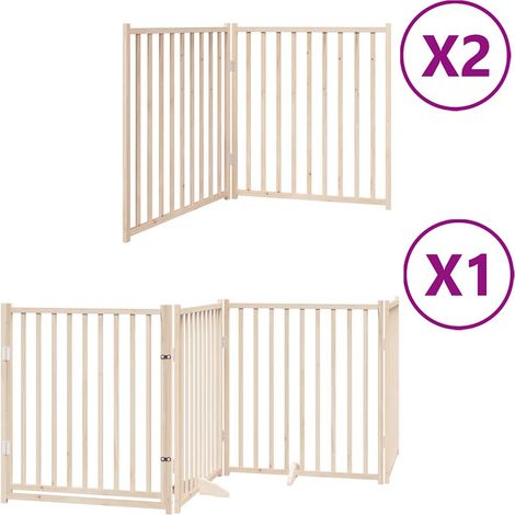 Barrière de sécurité pour chien animaux de compagnie porte pliable 8 panneaux bois de peuplier marron