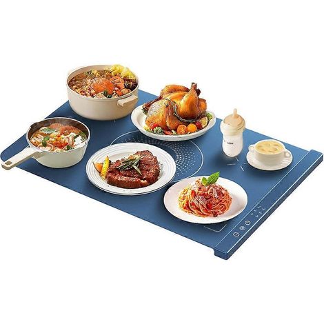 Chauffe-plats pliable, tapis chauffant électrique portable, bleu, prise européenne. (1/5)