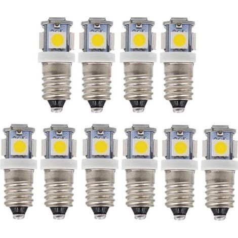 10pcs E10 12V Blanc froid ampoules LED 5SMD 0,5 W 50LM Les lamp (1/4)