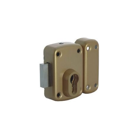 1005EU01 Cerradura de bombillo para perfil europeo, montaje en superficie - Bronce dorado