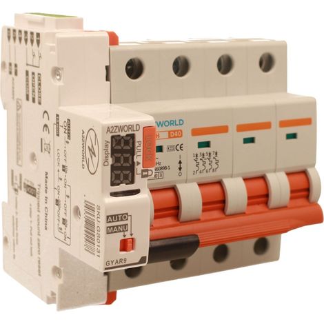 MCB Interruttore Magnetotermico Trifase Con Riarmo Automatico, Curva D 4P 5M 10000A AC 400V PB8H, 3 Tentativi (10s/60s/300s), Corrente Disponibili 16A 20A 25A 32A 40A 50A 63A  (D40A)