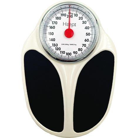 Balance Pèse Personne Mécanique Grande Capacité 200 kg avec Grand Plateau et Écran, Aiguille Rouge Facile à Lire, Design Rétro et Surface Antidérapante, Fiable et Précise (1/5)