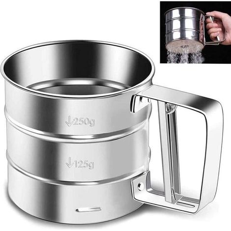 Flour en Acier Inoxydable tamiseur, Held Tamiser la Farine Filet tamiseur Shaker Projeté Sucre Mesh Sieve Cuisson Gâteau Outils (1/4)