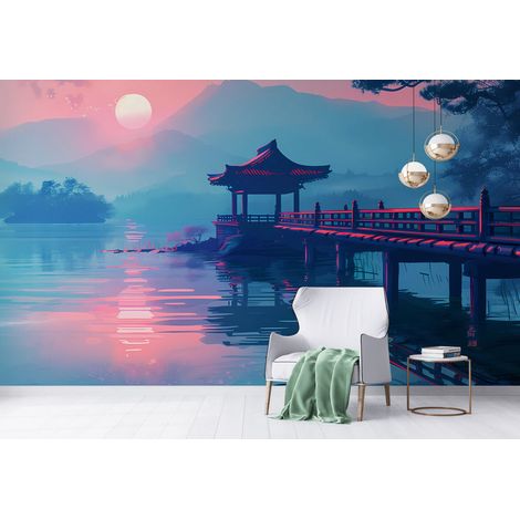 Papier Peint Japonais - Coucher de soleil - 150 x 250 cm (1/2)