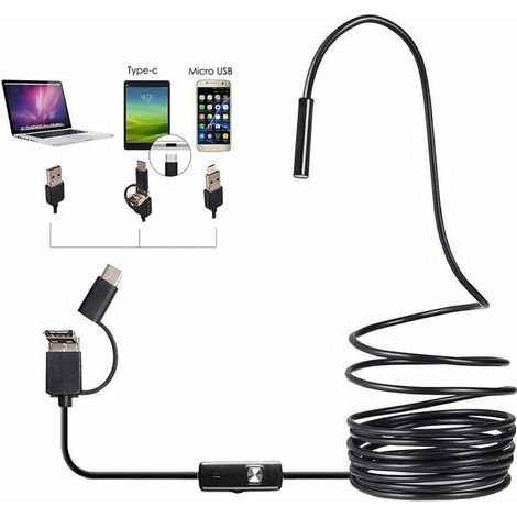 3 in1 Type-C USB Inspection Camera for Industrial Endoscope, Waterproof HD Borescope With 6 Adjustable bright LED Lights, Tube Sink Drain Pipe Camera for Windows, Phone(size:10m) (1/5)
