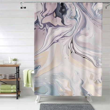 Duschvorhang mit Marmorstruktur, Kunststoffösen, 90 x 180 cm (1/5)