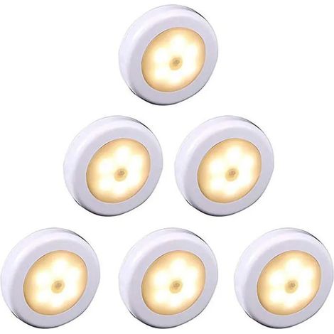 Lampe LED sans fil avec détecteur de mouvement pour placard, escalier, couloir, cuisine, chambre à coucher (6pcs) (lumière ODIPIE (1/4)