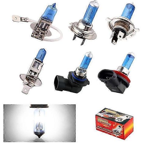 Ampoule halogène H1 H3 H4 H7 H8 H9 H11 Hb3 Hb4 9006 55w 5000k Blanc ultra brillant pour phares et antibrouillards de voiture (H3) (1/5)