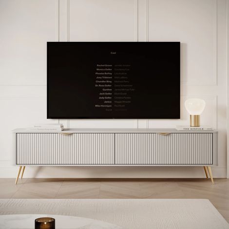 AX LIVING Eleganter TV Lowboard modern beige Vespasia 200 2T– 200 cm
