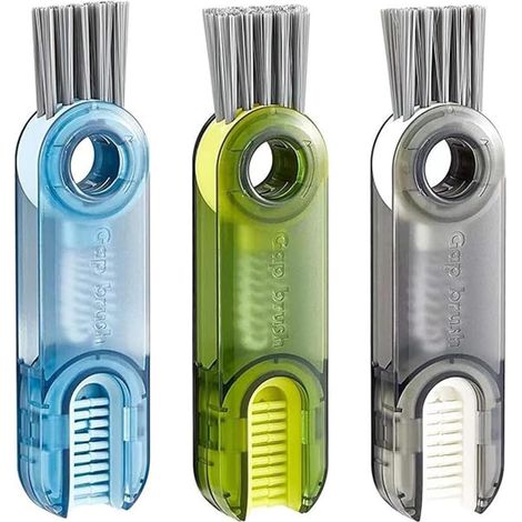 3 Pièces Brosse de Nettoyage Multifonctionnelle 3 en 1, Brosse de Nettoyage pour Couvercle de Tasse, Brosse de Nettoyage Multifoncti (1/4)