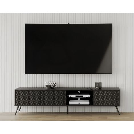 AX LIVING Lowboard TV Delvine 175 cm Schwarz – modernes TV Möbel Design