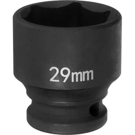 Douille à Choc 6 Points 29mm Douille Métrique 1/2" Entraînement Carré 42mm Long Douilles Hexagonales pour Écrous d'Axe de Broche en Acier Cr-Mo Phosphaté, Noir (1/5)