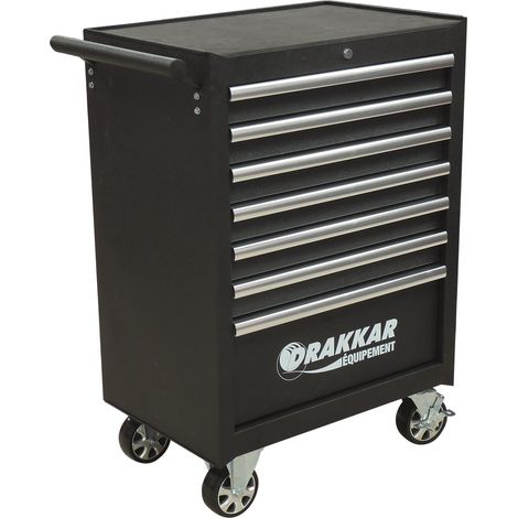 Drakkar Equipement – Servante d'atelier roulante 7 tiroirs – 248 outils – Dimensions 680x460x1005mm – Charge max 30kg par tiroir (1/5)