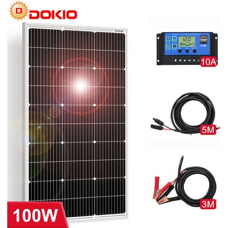 Kit de panneaux solaires monocristallins 100W 12V – Pour maison, batterie, camping-car, bateau – Énergie renouvelable hors réseau