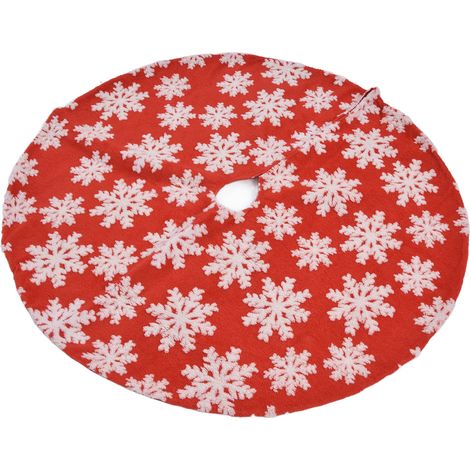 Jupon de Sapin de Noël Blanc à Motifs Flocons de Neige, 122cm - Décoration de Fête