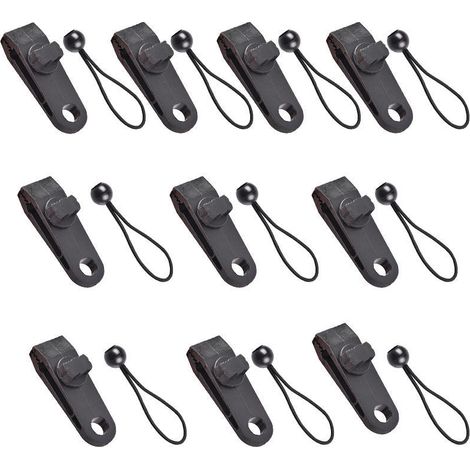 10 Sets Zeltclips für den Außenbereich, winddichte Markise, Befestigungsschnalle, Kunststoffzubehör, multifunktionale Camping-Windseil-Schnallen-Zeltclips (Zeltclip + elastische Kordel)