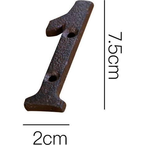 Chiffres En Fonte - Pour Plaque Adresse Jardin Maison - Style Rustique - 10 Pièces - 7,5 x 2 x 0,5 cm (1/2)