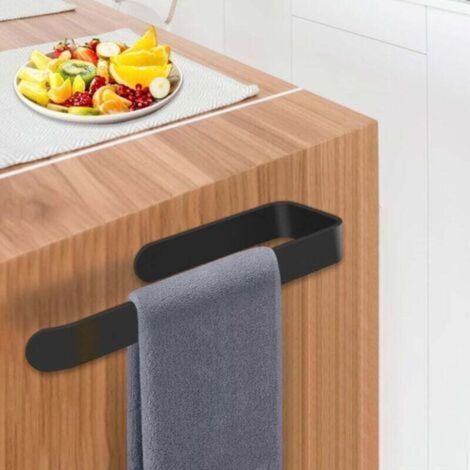 Porte serviette sans perçage, salle de bain cuisine wc porte serviette adhésif breveté + auto adhésif, porte serviette noir porte serviette de bain autocollant (17cm noir)-- (1/5)