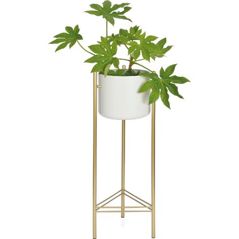 ANDREA HOUSE AX69045 Macetero Metal Blanco-Dorado 28x28x80 CM - ref: AX69045