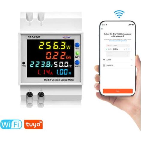 WiFi Electricity Metter D52-2066 Din-Rail Powermètre avec une Mémoire de Panne de Courant(type intégré) (1/5)