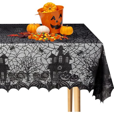 Nappe Table Halloween, Chemin de Table Toile Araignée,Nappe de décoration d'halloween,pour Décoration de fête d'halloween,MaisonhHantée,Cour,Jardin (1/5)