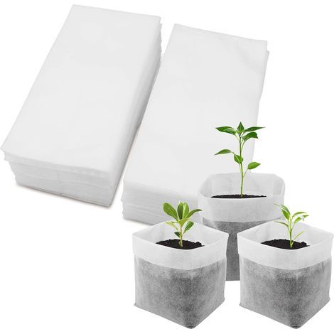 200 biologisch abbaubare Vliesbeutel für Setzlinge/Pflanzen – Pflanzsäcke, Anzuchttöpfe & Samentüten (Bodenloser Gartentopf, DIY-Gartenschale)