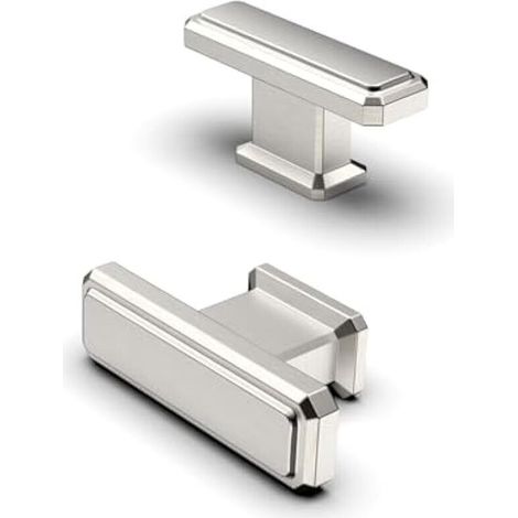 Lot de 10 boutons de meubles en nickel brossé - Poignées d'armoire en T argentées - Poignées de cuisine vintage en alliage de zinc - Boutons de tiroir - Poignées de porte de commode (1/4)