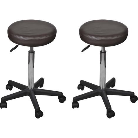 Lot de 2 Tabourets de bureau Tabourets de bar Chaise de bar - Marron 35,5x98 cm Similicuir BV201352 - BonneVie (1/4)