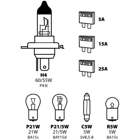 Kit lampade di ricambio 8 pz, alogena H4 - 12V (1/3)